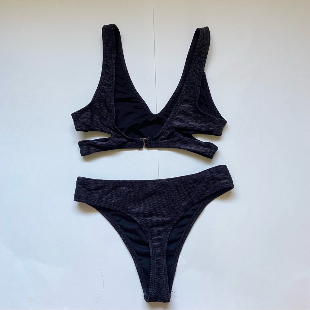 Dolls Kill Black cut out two piece bikini swimsuit size sz small - Picture 2 of 3